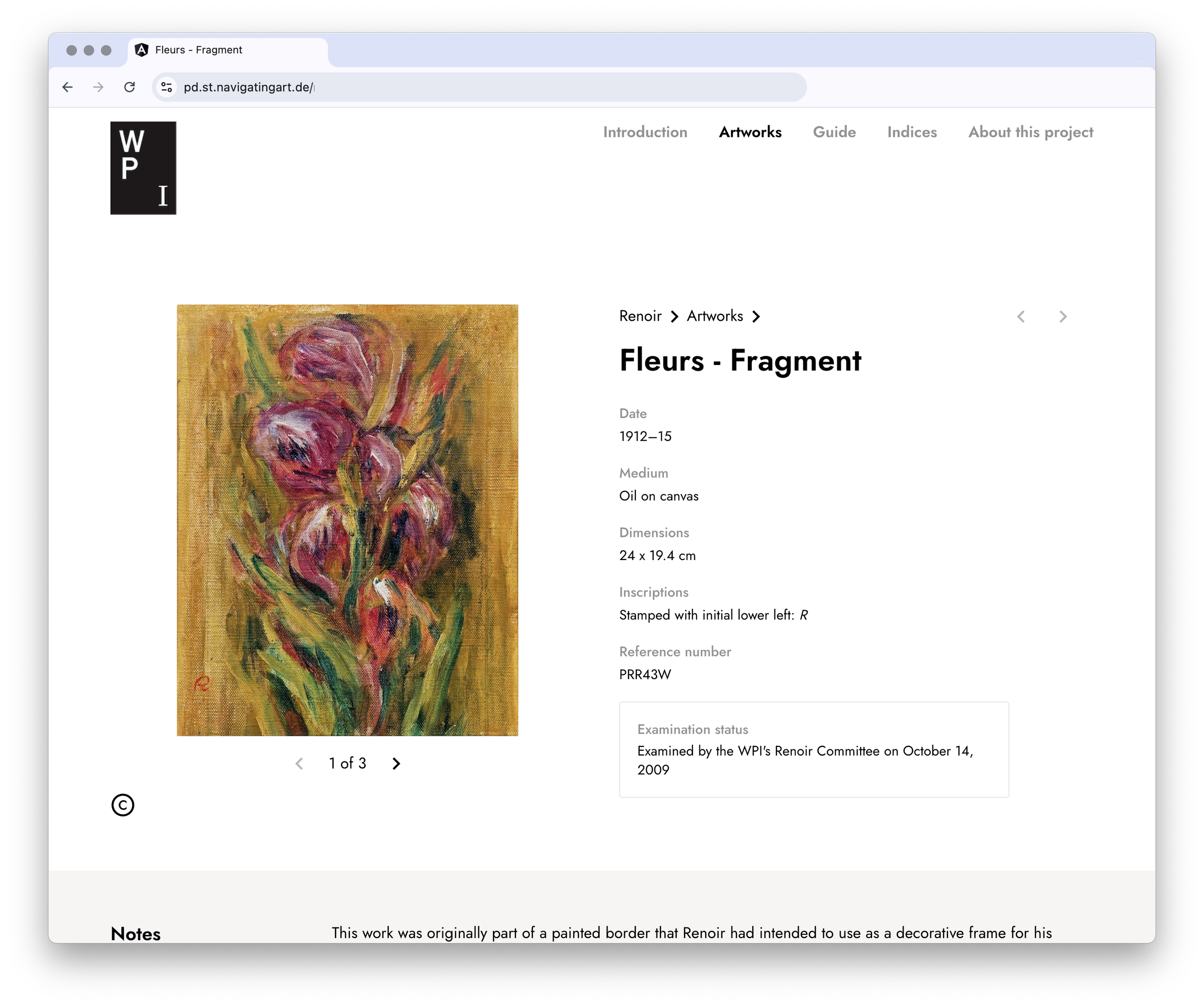 The first publication of the Renoir digital catalogue raisonné